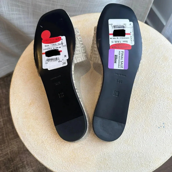 NEW Givenchy 4G Raffia Jacquard Gold Nude Slide Flat Sandal, Vacation, Size 7.5 - Picture 7 of 8